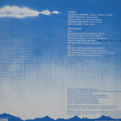Camel Breathless LP vinile italiano 1978 prog