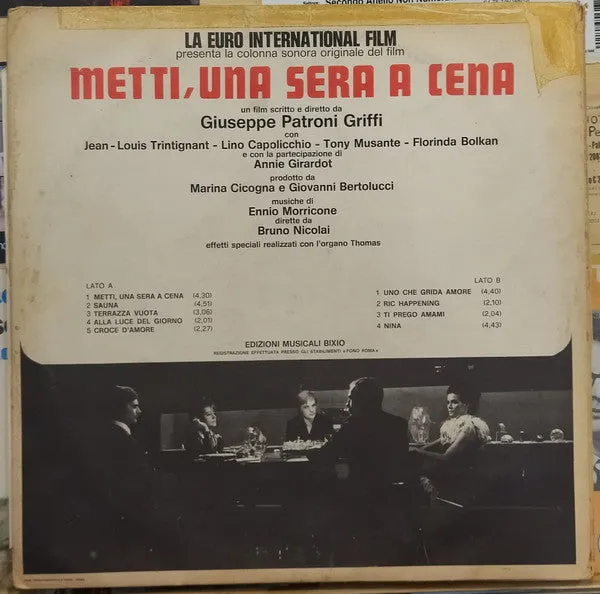 Morricone Nicolai Metti Una Sera A Cena vinile LP colonna sonora