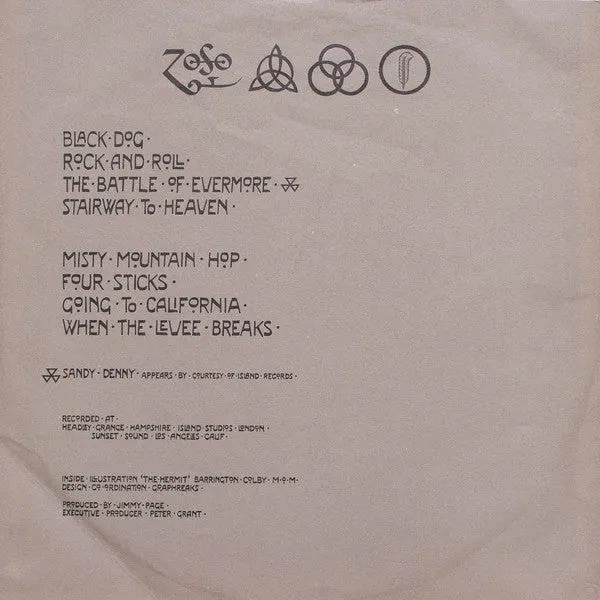 Led Zeppelin Untitled IV vinile LP gatefold VG+