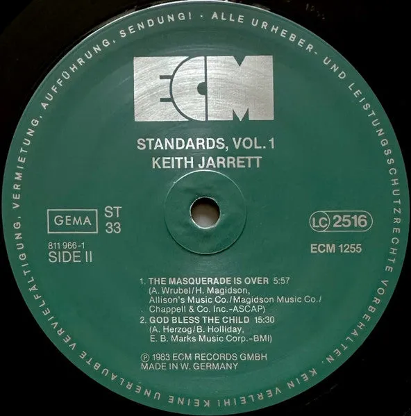 Keith Jarrett Standards Vol.1 vinile LP tedesco post bop NM