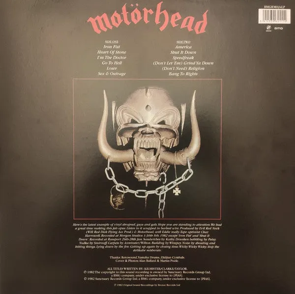 Motörhead Iron Fist LP 180g ristampa heavy metal