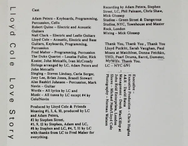 Lloyd Cole Love Story CD album pop rock 1995