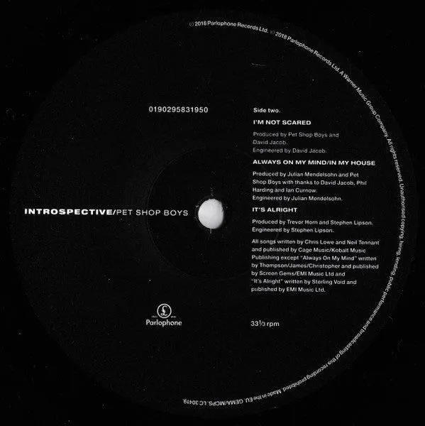 Pet Shop Boys Introspective vinile LP 180g rimasterizzato