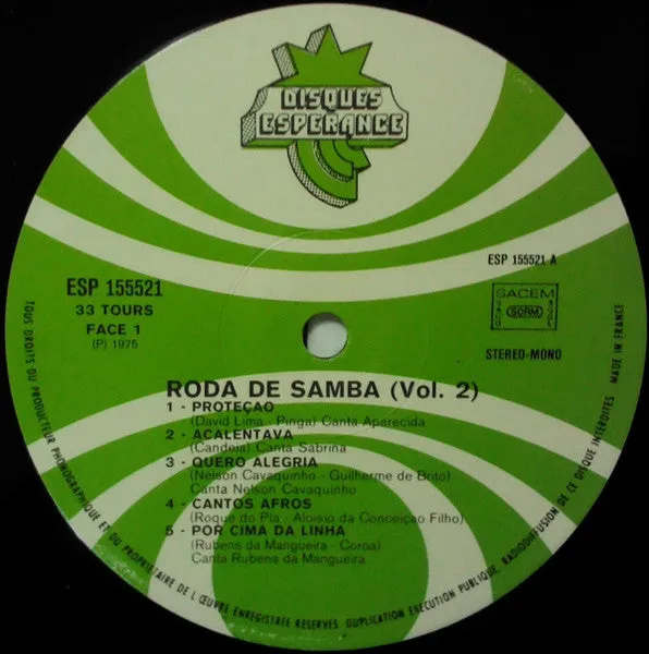 Various Roda De Samba Vol 2 LP samba 1975
