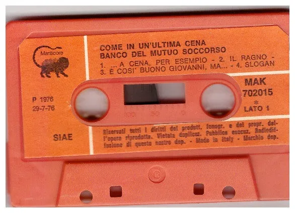 Banco Mutuo Soccorso Come Ultima Cena cassetta prog