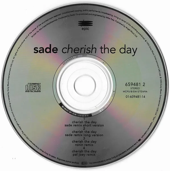 Sade Cherish The Day CD maxi VG+ remix 1993