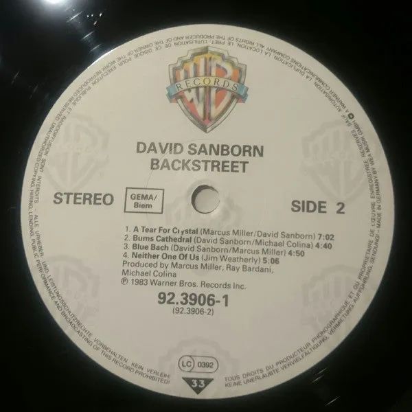 David Sanborn Backstreet LP vinile usato 1983