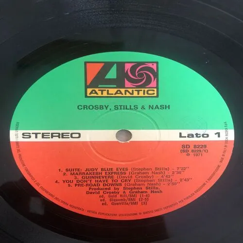 Crosby Stills Nash LP album gatefold riedizione VG+