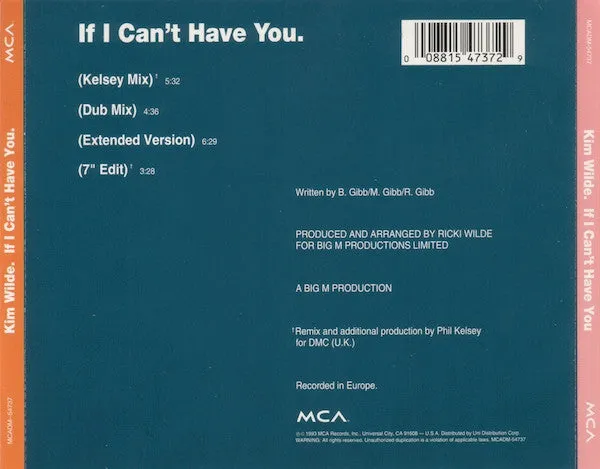 Kim Wilde If I Can't Have You CD maxi synth-pop