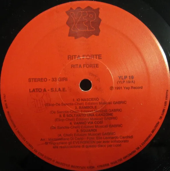 Rita Forte Rita Forte LP vinile 1991 pop chanson