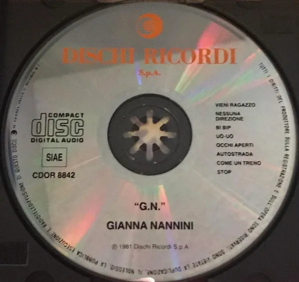Gianna Nannini G.N. CD album ristampa vocal
