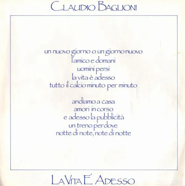 Claudio Baglioni La Vita E Adesso LP gatefold