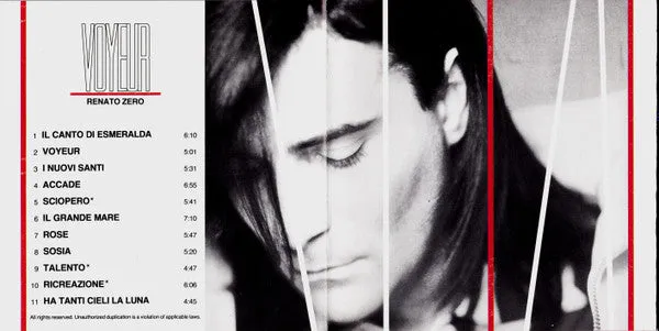 Renato Zero Voyeur CD album pop rock 1989 VG+