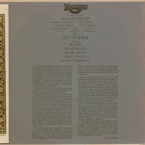Ravi Shankar Raga LP Soundtrack Gatefold NM 1971