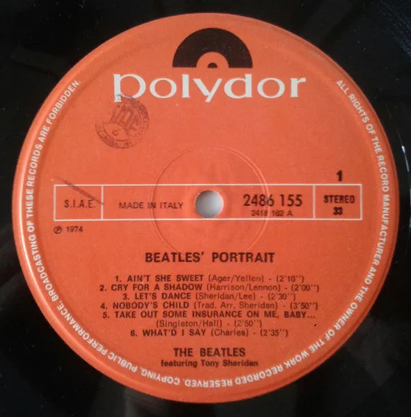 Beatles Tony Sheridan Beatles' Portrait LP compilation 1980