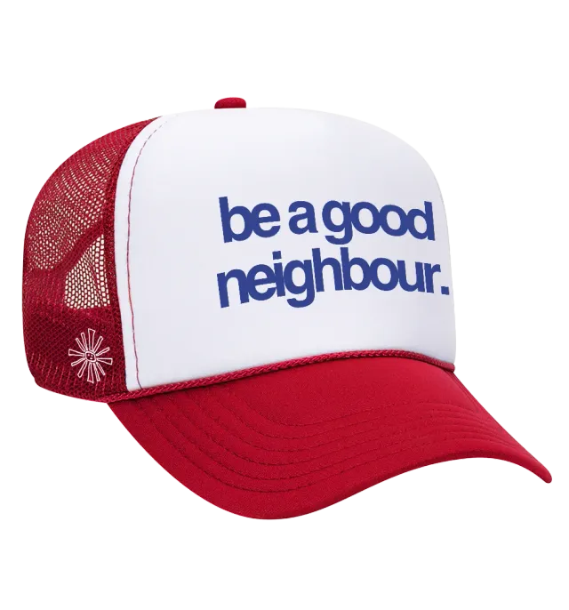 Be A Good Neighbour cappellino trucker mesh ricamato