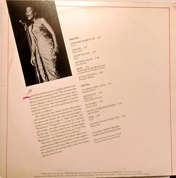 Lena Horne Lena Goes Latin LP vinile vocal jazz