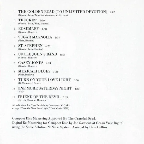 Grateful Dead Skeletons From Closet CD compilation remaster