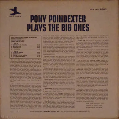 Pony Poindexter Plays The Big Ones LP mono jazz