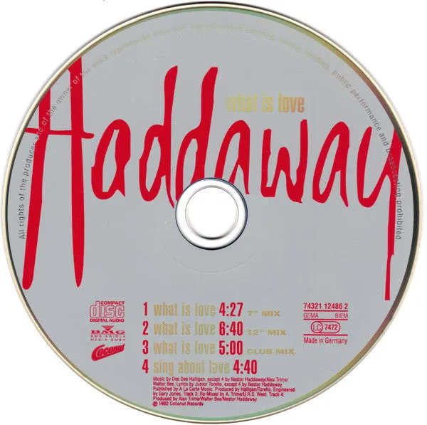 Haddaway What Is Love CD maxi 1992 eurodance