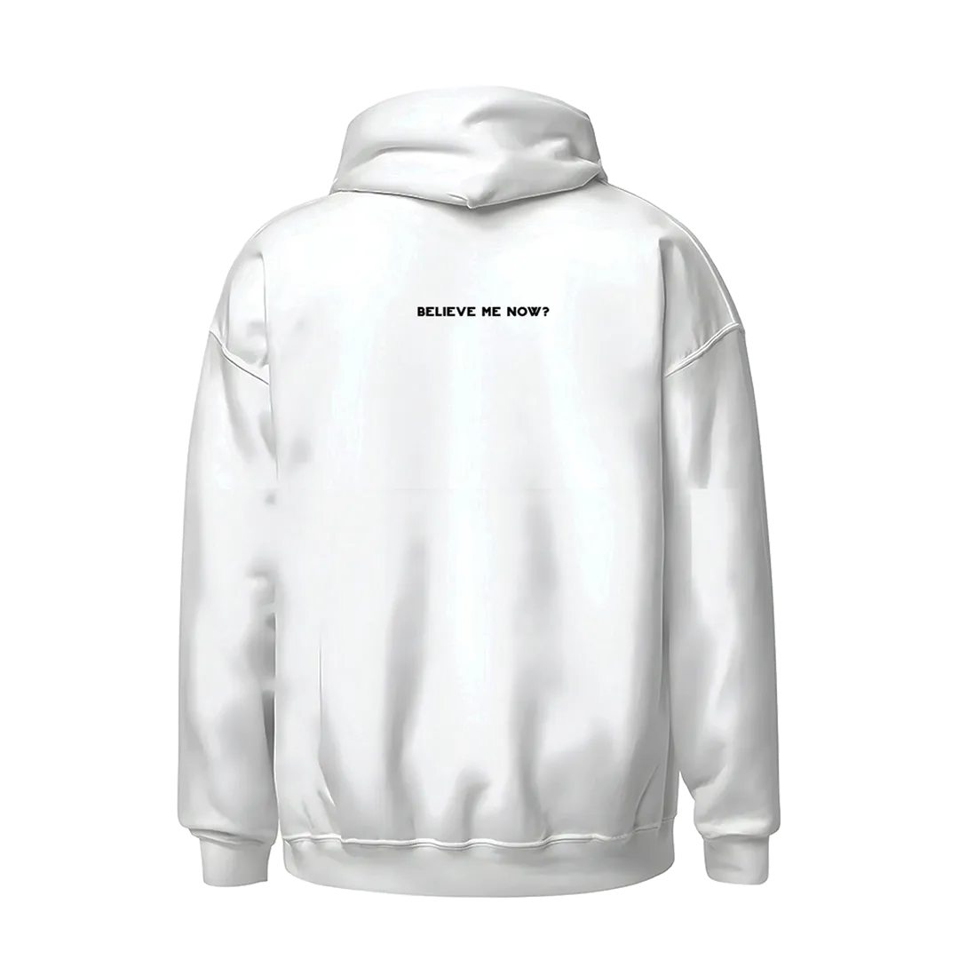 Becky Hill Believe Me Now felpa hoodie bianca oversize