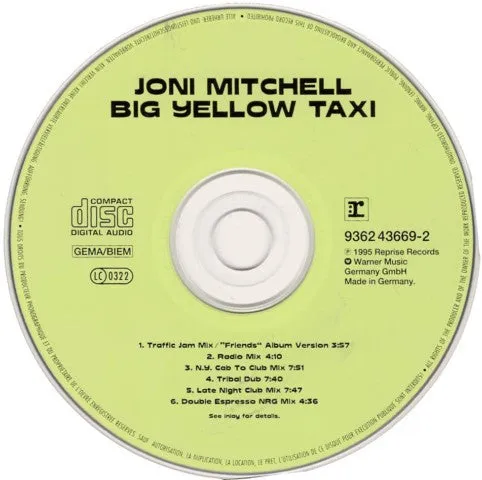 Joni Mitchell Big Yellow Taxi CD maxi 6 remix