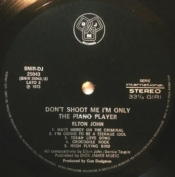 Elton John Don't Shoot Me I'm Only The Piano Player vinile LP gatefold 1973