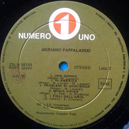 Adriano Pappalardo LP vinile usato VG 1972 chanson