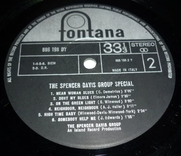 Spencer Davis Group Special vinile LP stampa italiana 1967