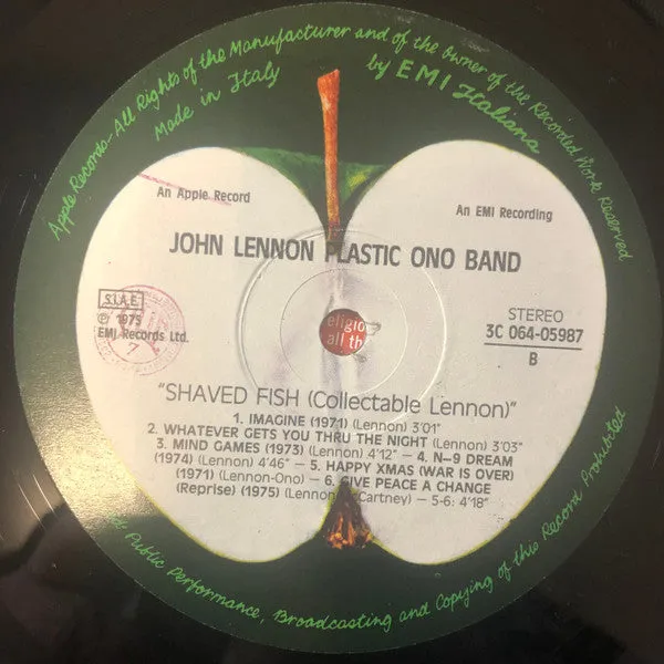 Lennon Plastic Ono Band Shaved Fish vinile LP compilation