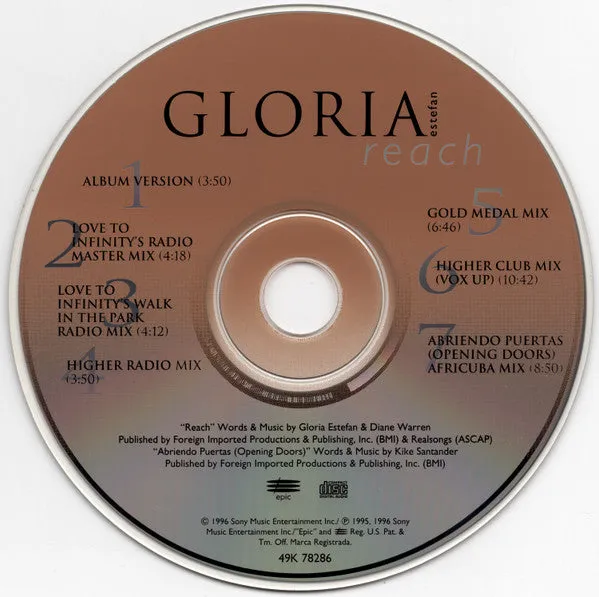 Gloria Estefan Reach CD maxi singolo remix 1996