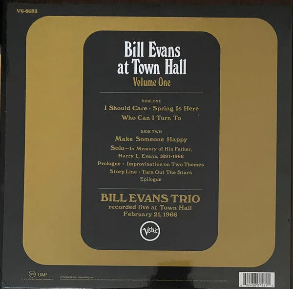 Bill Evans Trio At Town Hall Vol 1 vinile LP 180g
