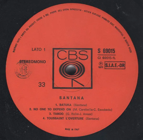 Santana Santana LP gatefold Italia 1971 latin rock usato