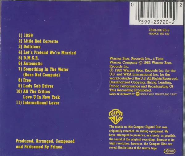 Prince 1999 CD album ristampa usato VG+