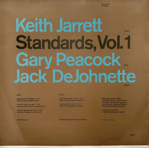 Keith Jarrett Standards Vol.1 vinile LP tedesco post bop NM