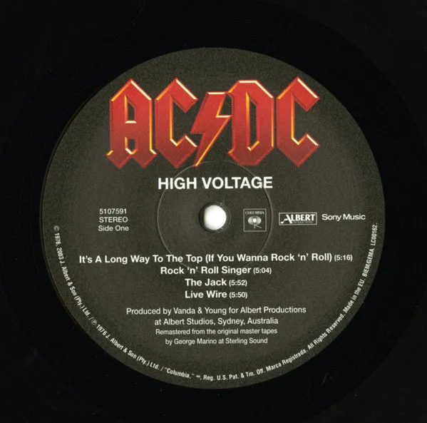 AC/DC High Voltage LP 180g rimasterizzato Europa 2009