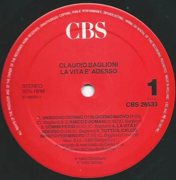 Claudio Baglioni La Vita E Adesso LP gatefold