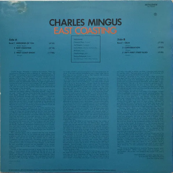 Charles Mingus East Coasting vinile LP ristampa bop