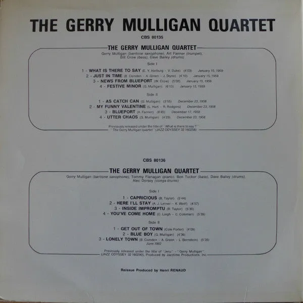 Gerry Mulligan Quartet My Funny Valentine Doppio LP cool jazz