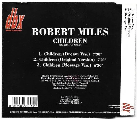 Robert Miles Children CD maxi trance dream version
