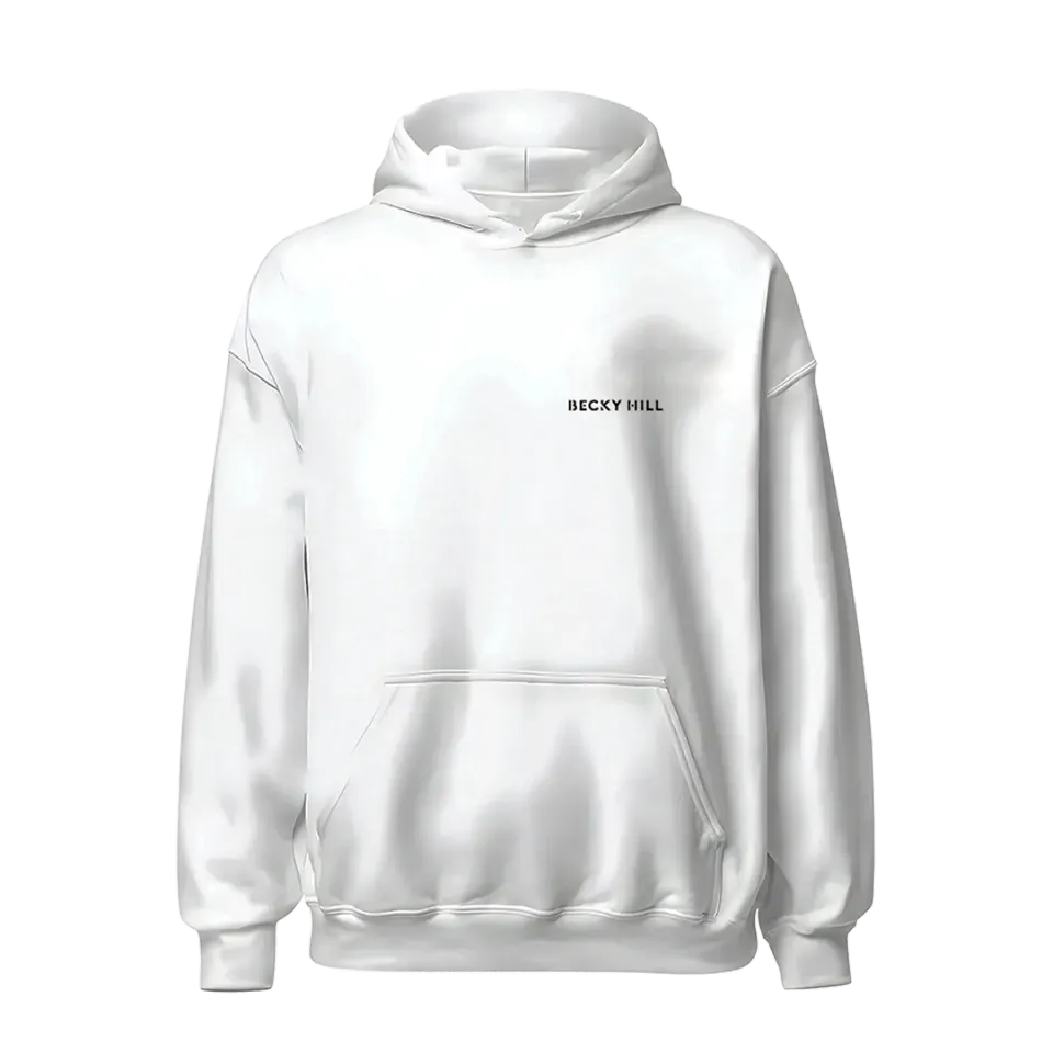 Becky Hill Believe Me Now felpa hoodie bianca oversize