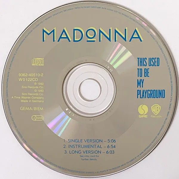 Madonna This Used To Be My Playground CD singolo ballad