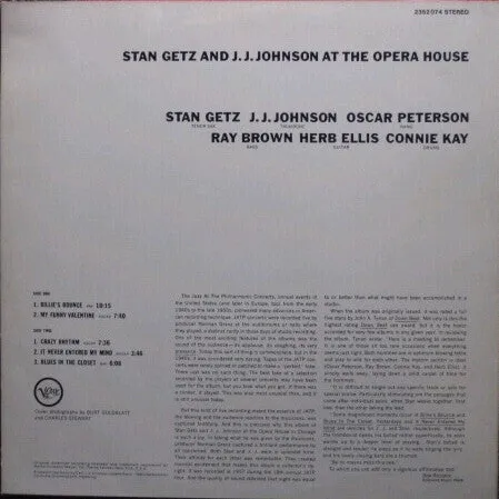 Stan Getz At The Opera House LP live bop