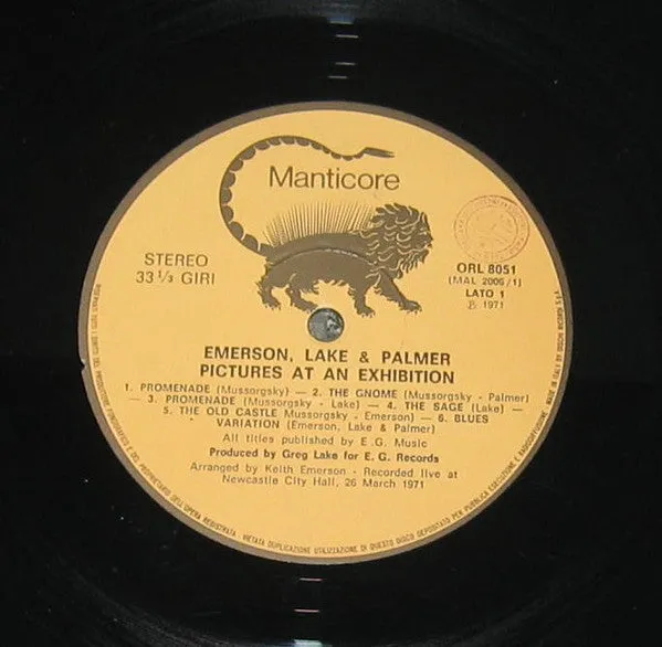 Emerson Lake Palmer Pictures At An Exhibition vinile LP prog