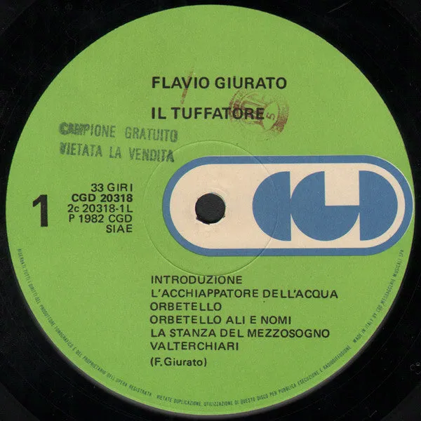 Flavio Giurato Il Tuffatore vinile LP 1982 con insert