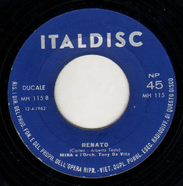 Mina Eclisse Twist Renato 7" vinile Italdisc 1962