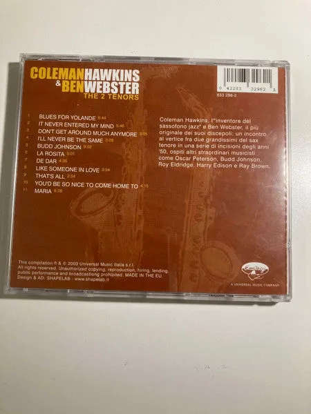 Coleman Hawkins Ben Webster The 2 Tenors CD compilation swing