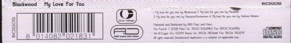Blackwood My Love For You CD maxi VG+ euro house