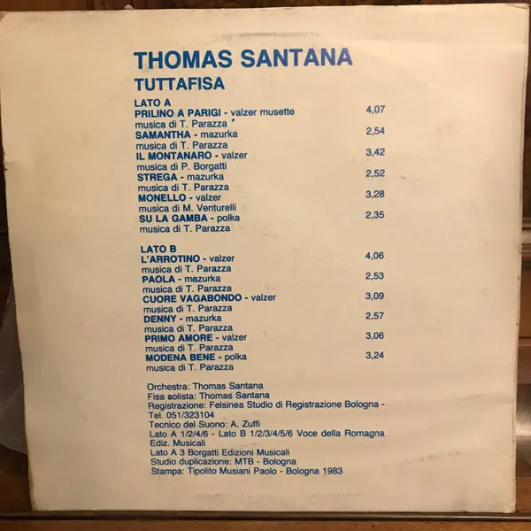 Thomas Santana Tuttafisa LP vinile liscio italiano VG+