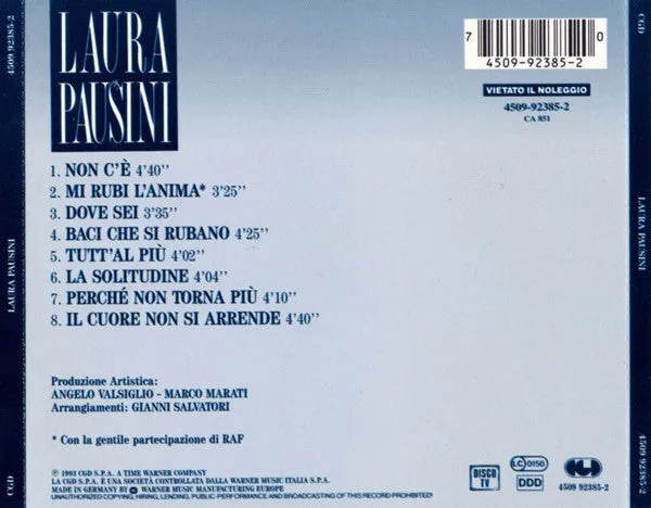 Laura Pausini Laura Pausini CD album prima stampa 1993 mint